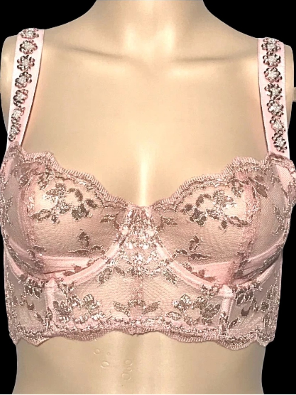Victoria’s Secret Dream Angels Long Line Bra / Bustier Pearl and Sequin 36D